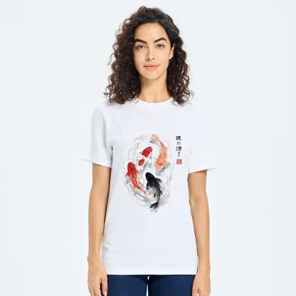 Tokyo-Tiger Koi Fish Flow In Traditional Ink Style Classic T-Shirt