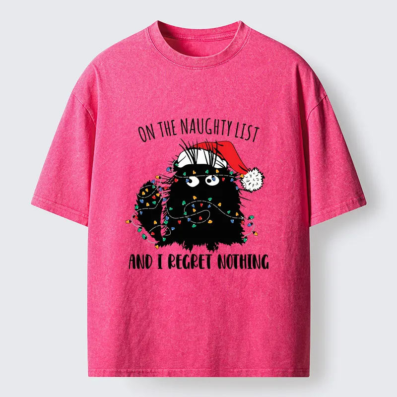 Tokyo-Tiger Mischievous Christmas Black Cat Washed T-Shirt