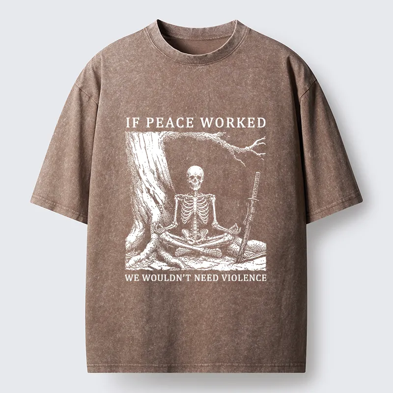 Tokyo‑Tiger Calm Skeleton Samurai Meme Washed T‑Shirt Sale
