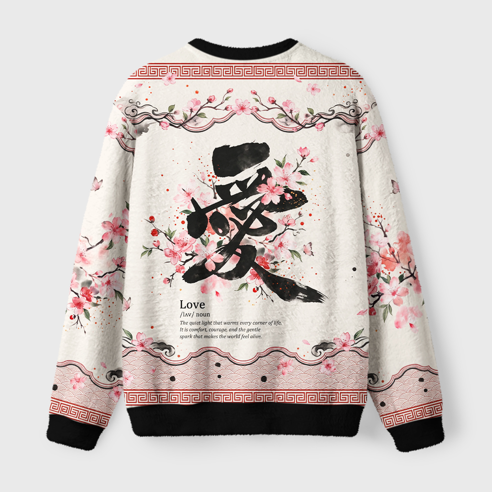 Tokyo-Tiger Love In Bloom Fuzzy Christmas Ugly Sweatshirt