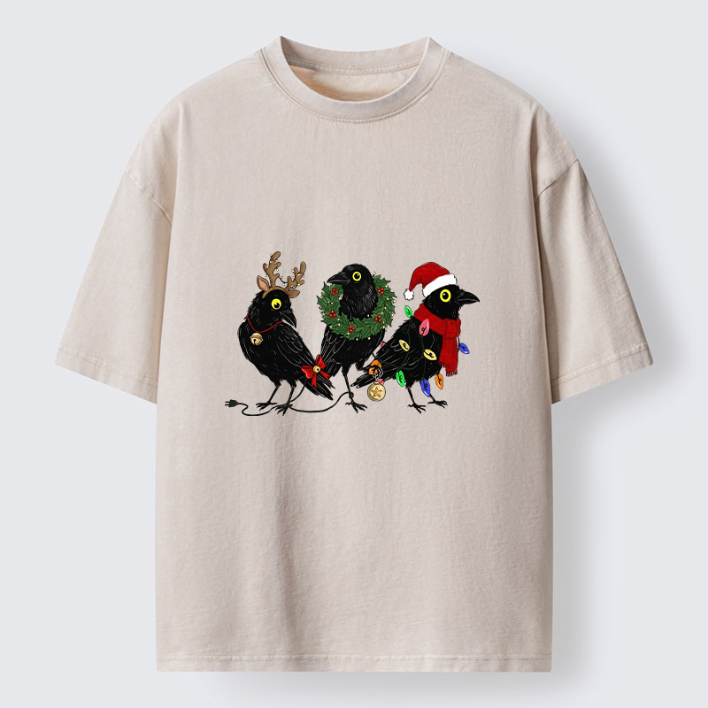 Tokyo-Tiger Funny Christmas Crow Meme Washed T-Shirt