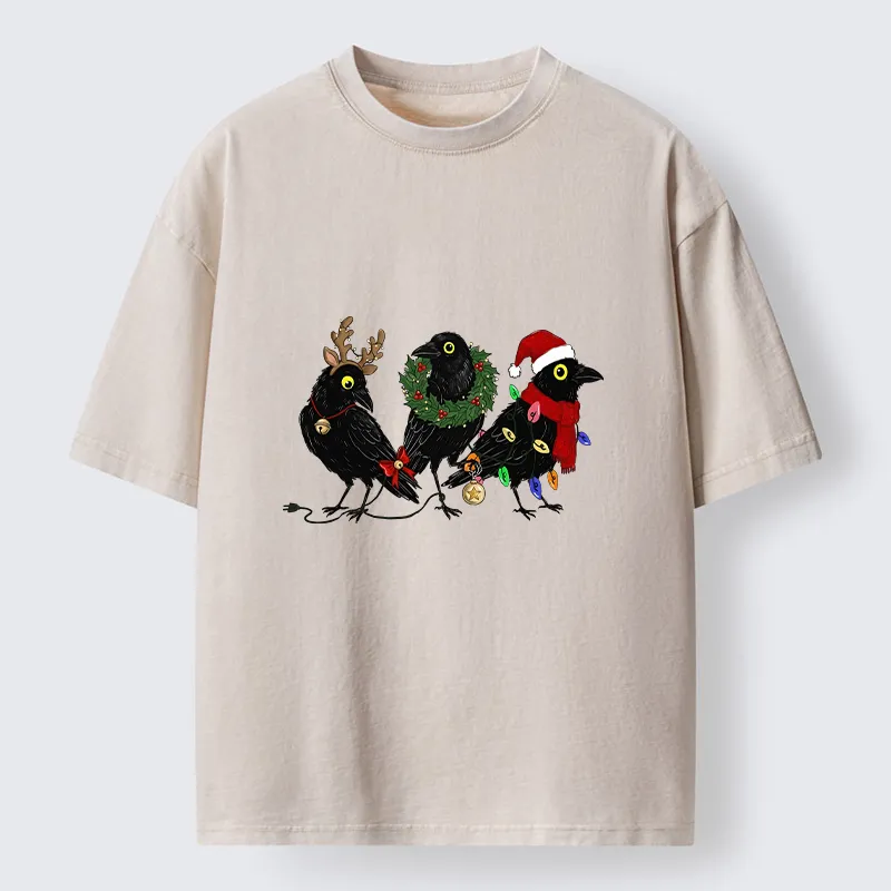 Tokyo-Tiger Funny Christmas Crow Meme Washed T-Shirt
