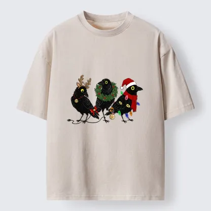 Tokyo-Tiger Funny Christmas Crow Meme Washed T-Shirt