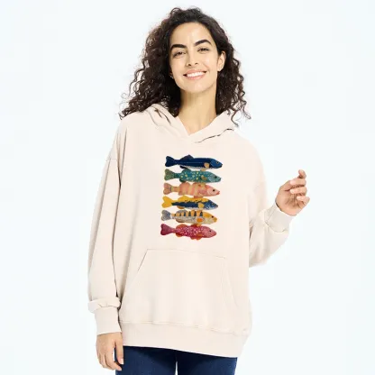 Tokyo-Tiger Colorful Fish Art Collection Washed Hoodie
