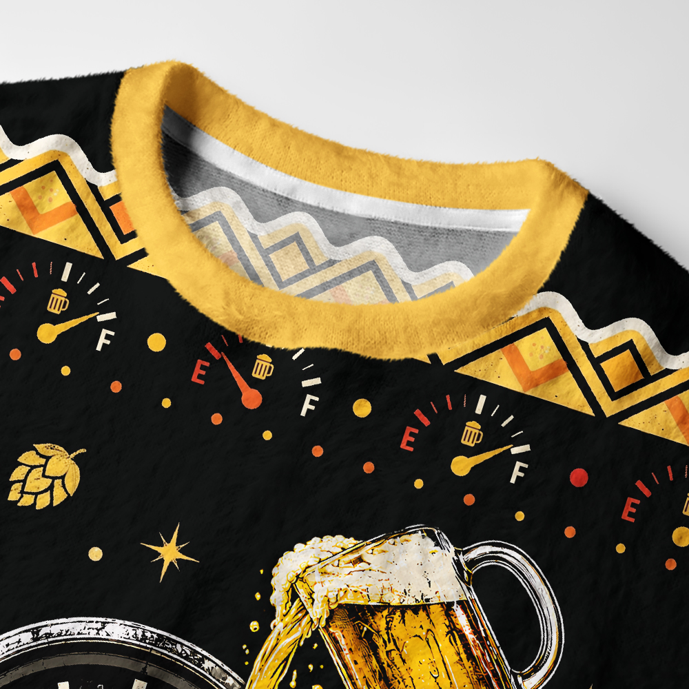 Tokyo-Tiger Low Fuel Beer Lover Meme Fuzzy Christmas Ugly Sweatshirt