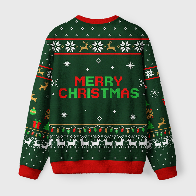 Tokyo-Tiger Funny Meditating Santa Gingerbread Man Fuzzy Christmas Ugly Sweatshirt