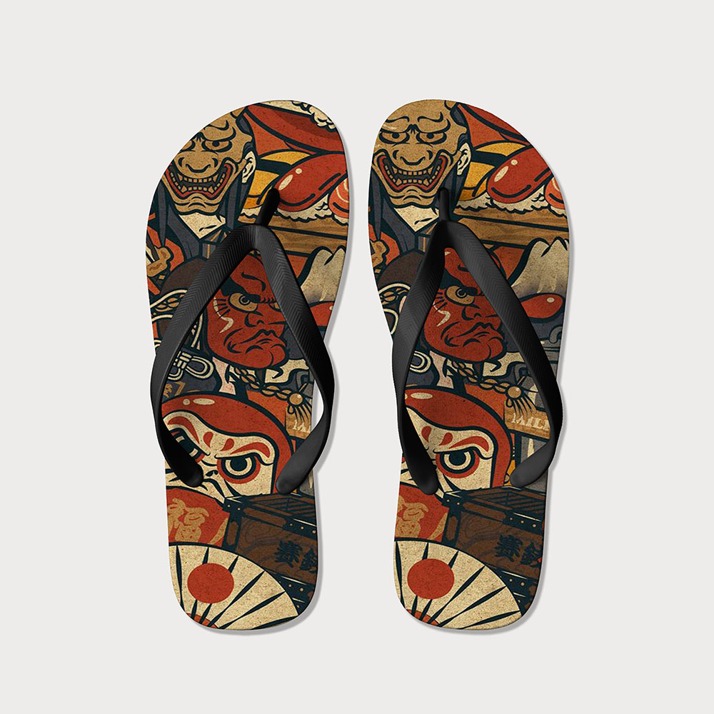 Tokyo-Tiger Japanese Traditional Elements Flip Flops