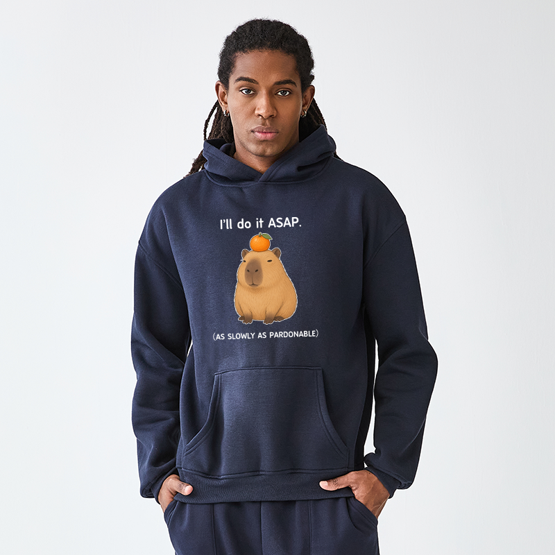 Tokyo-Tiger Slow Task Capybara Meme Adult Fleece Hoodie