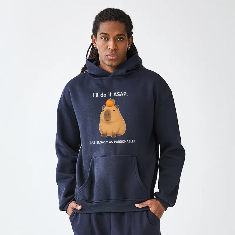 Tokyo-Tiger Slow Task Capybara Meme Adult Fleece Hoodie
