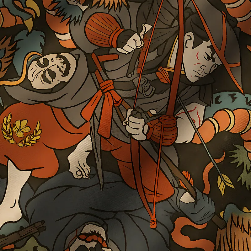 Tokyo-Tiger Brave Japanese Samurai Cuban Collar Shirt