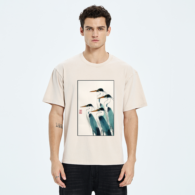 Tokyo-Tiger Standing Herons Washed T-Shirt