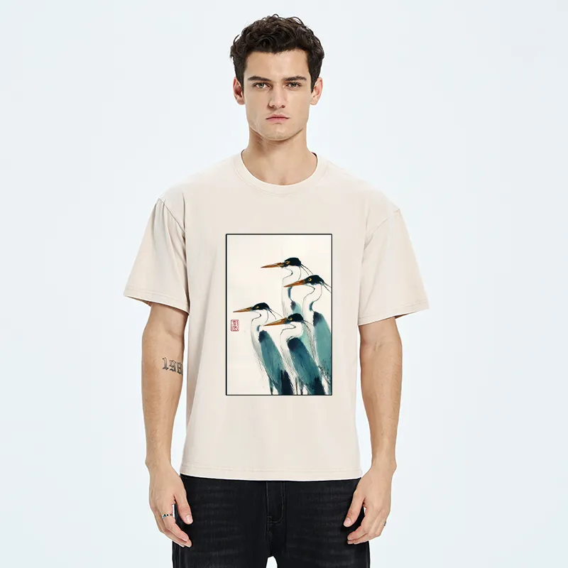 Tokyo-Tiger Standing Herons Washed T-Shirt