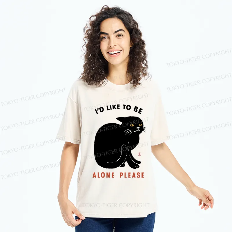 Tokyo-Tiger Cat Alone Japan Washed T-Shirt
