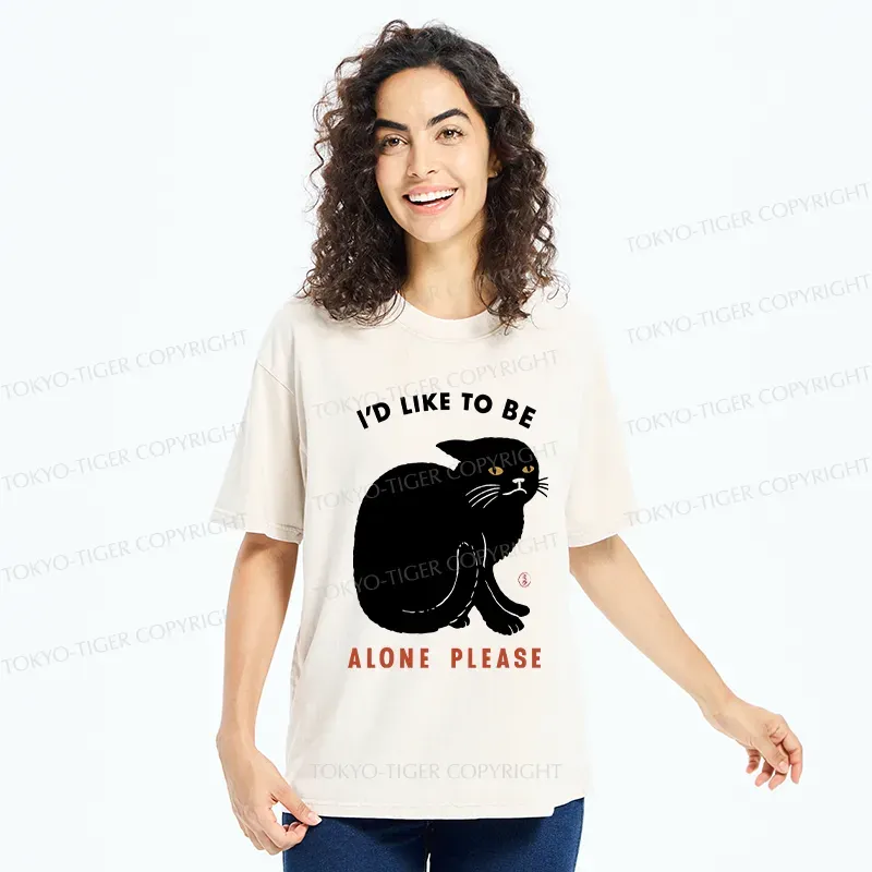Tokyo-Tiger Cat Alone Japan Washed T-Shirt