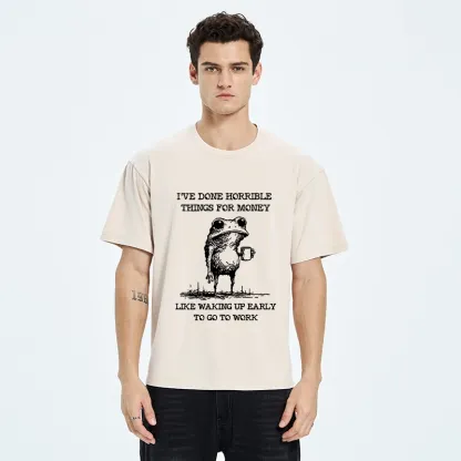 Tokyo-Tiger Funny Meme Work Early Wake Frog Washed T-Shirt