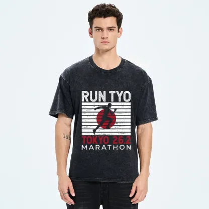 Tokyo-Tiger Tokyo Marathon Washed T-Shirt