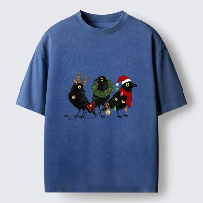 Tokyo-Tiger Funny Christmas Crow Meme Washed T-Shirt
