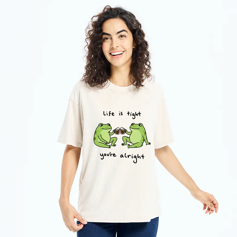 Tokyo-Tiger Frog's Happy Life Washed T-Shirt