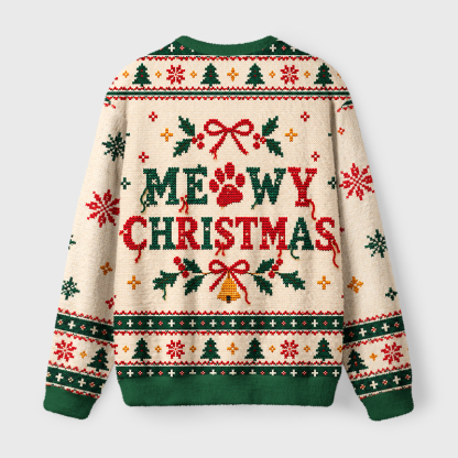 Tokyo-Tiger Cat Christmas Tree Fuzzy Christmas Ugly Sweatshirt