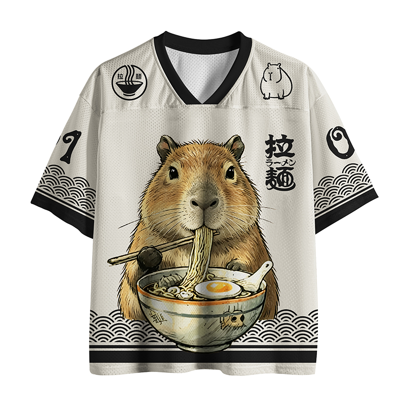 Tokyo-Tiger Capybara Eating Ramen Mesh Jersey