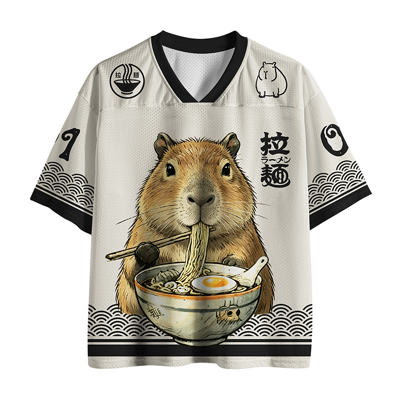 Tokyo-Tiger Capybara Eating Ramen Mesh Jersey