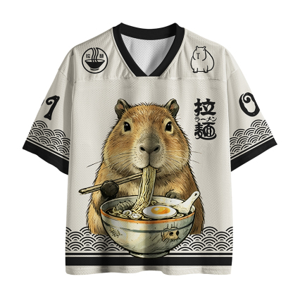 Tokyo-Tiger Capybara Eating Ramen Mesh Jersey