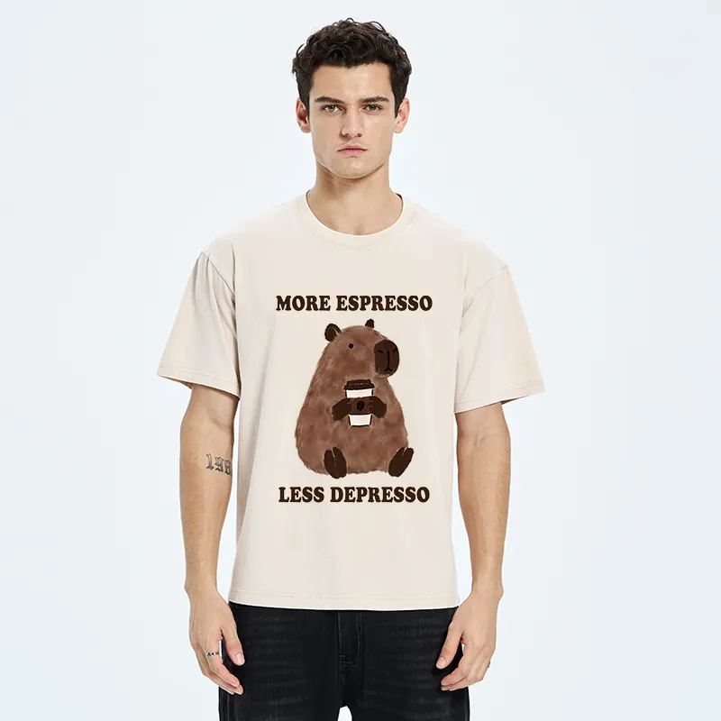 Tokyo-Tiger Coffee Capybara Art Washed T-Shirt