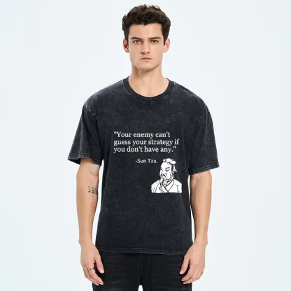 Tokyo-Tiger Sun Tzu Quote Art Washed T-Shirt