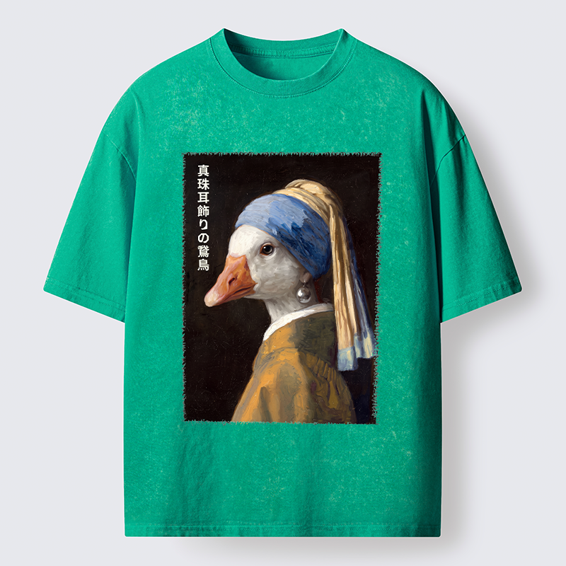 Tokyo-Tiger Vintage Art Goose Meme Washed T-Shirt