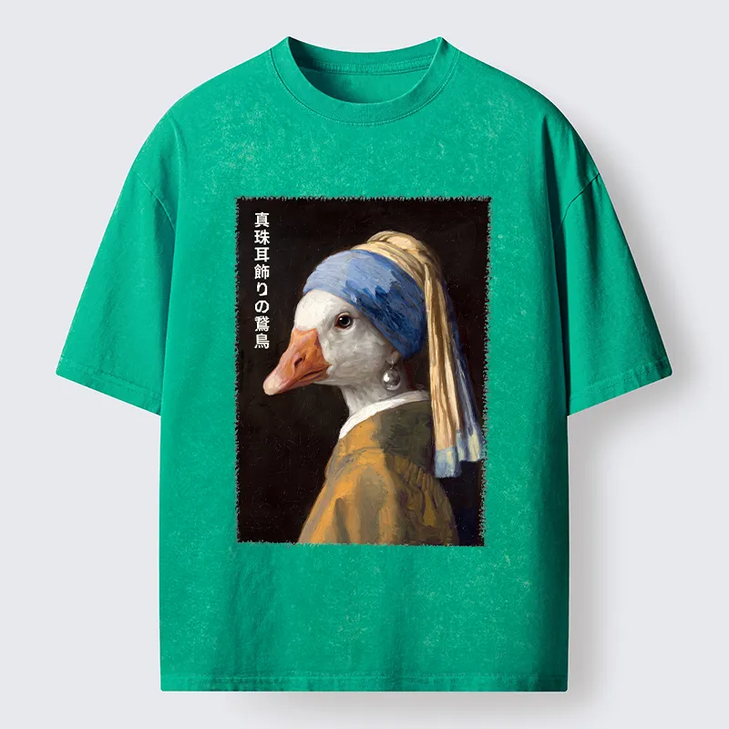 Tokyo-Tiger Vintage Art Goose Meme Washed T-Shirt