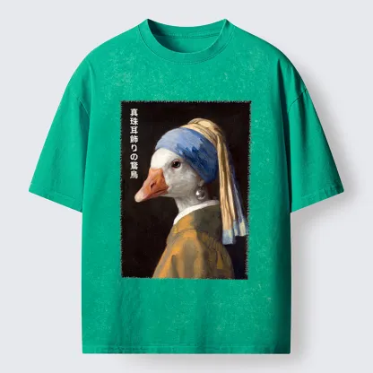 Tokyo-Tiger Vintage Art Goose Meme Washed T-Shirt