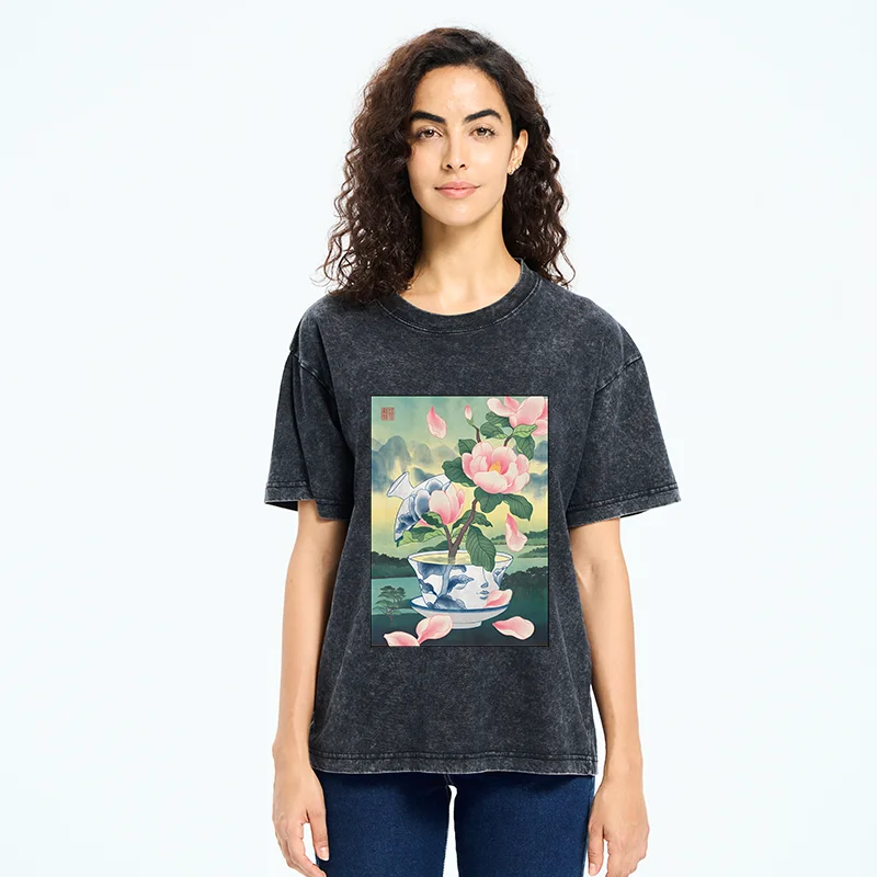 Tokyo-Tiger Fragrance Of Tea Is Like That Of Flowers Washed T-Shirt