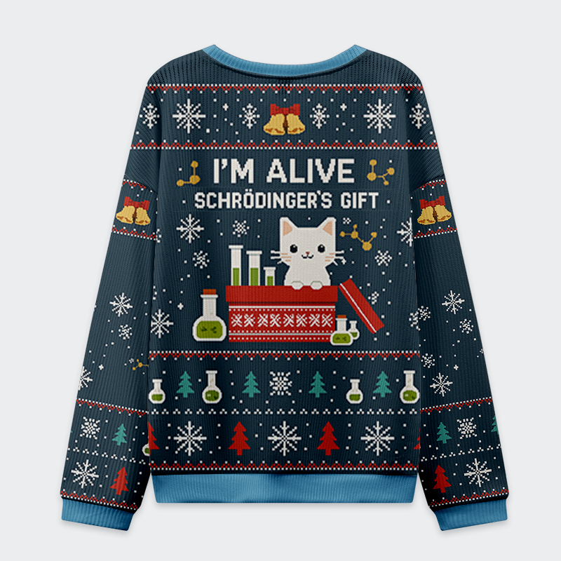 Tokyo-Tiger Schrödinger's Christmas: The Quantum Cat Christmas Ugly Sweatshirt