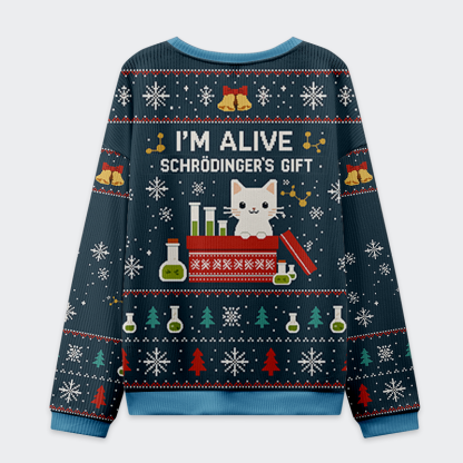 Tokyo-Tiger Schrödinger's Christmas: The Quantum Cat Christmas Ugly Sweatshirt