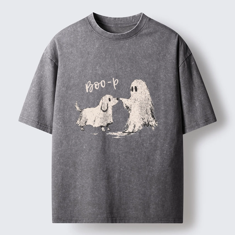 Tokyo-Tiger Funny Ghost Puppy Boo Washed T-Shirt
