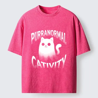 Tokyo‑Tiger Funny Ghost Cat Meme Washed T‑Shirt