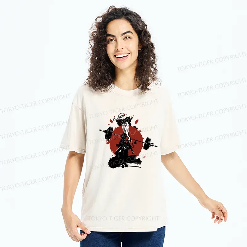 Tokyo-Tiger Samurai Fitness Washed T-Shirt