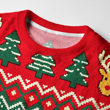 Tokyo-Tiger Gift Beneath The Tree Fuzzy Christmas Ugly Sweatshirt