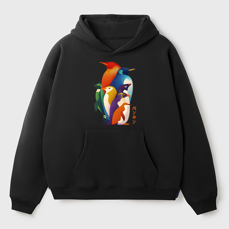 Tokyo-Tiger Cute Multi Tone Penguins Adult Fleece Hoodie