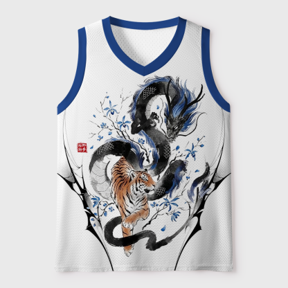 Tokyo-Tiger Ink Wash Dragon & Tiger Mesh Tank Top