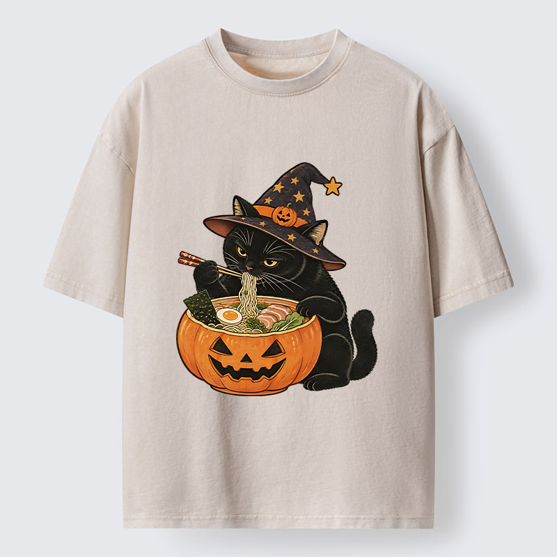 Tokyo-Tiger Witch Cat Ramen Washed T-Shirt