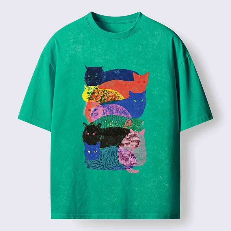 Tokyo‑Tiger Retro Cat Art Washed T‑Shirt