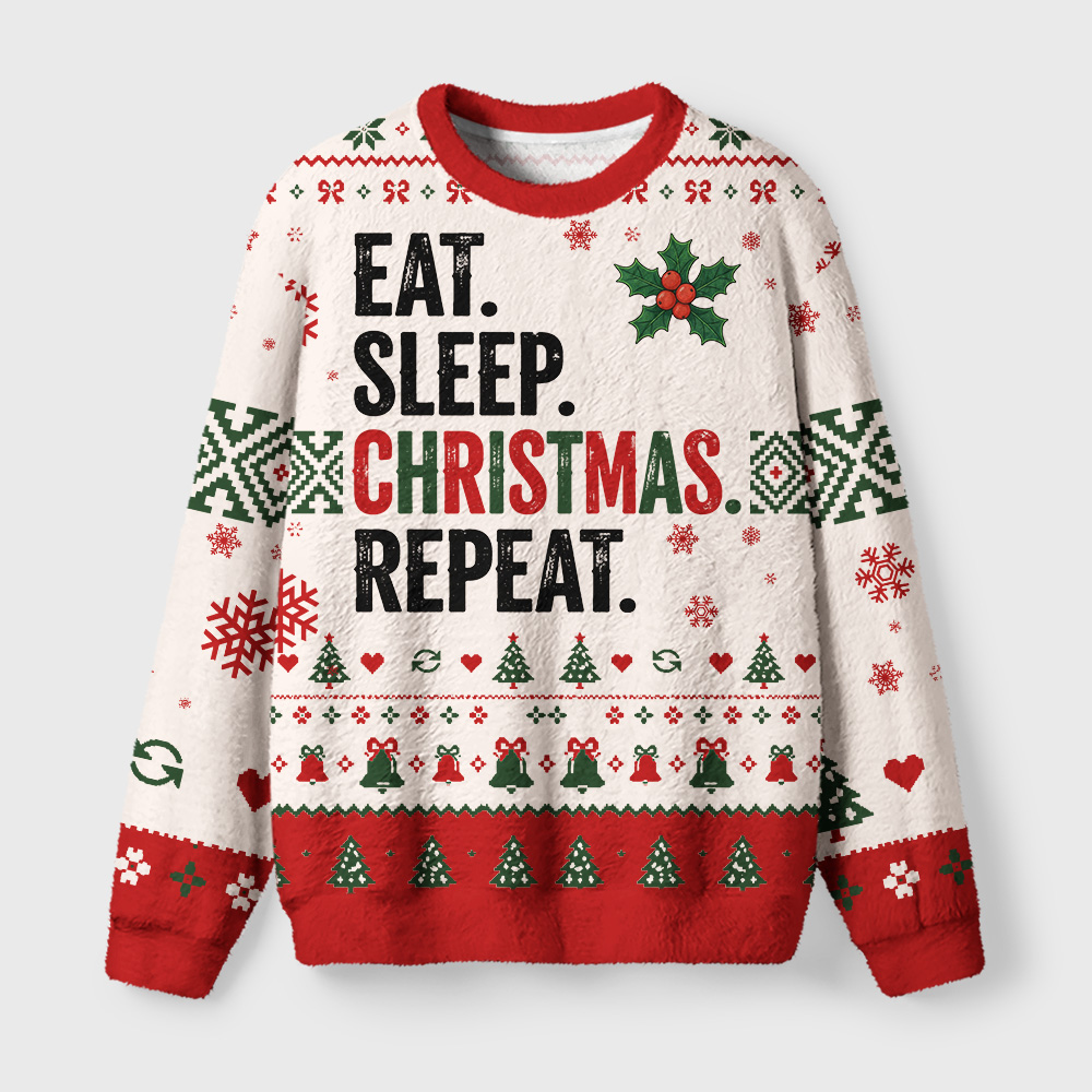 Tokyo-Tiger Christmas Daily Repeat Fuzzy Christmas Ugly Sweatshirt