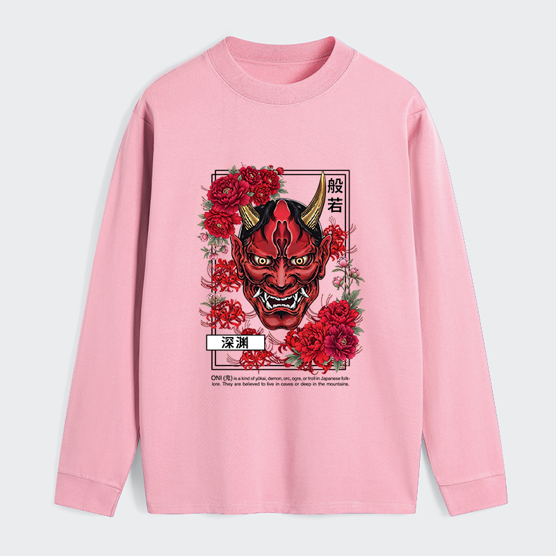 Tokyo-Tiger Cool Oni Floral Art Classic Long Sleeve T-Shirt