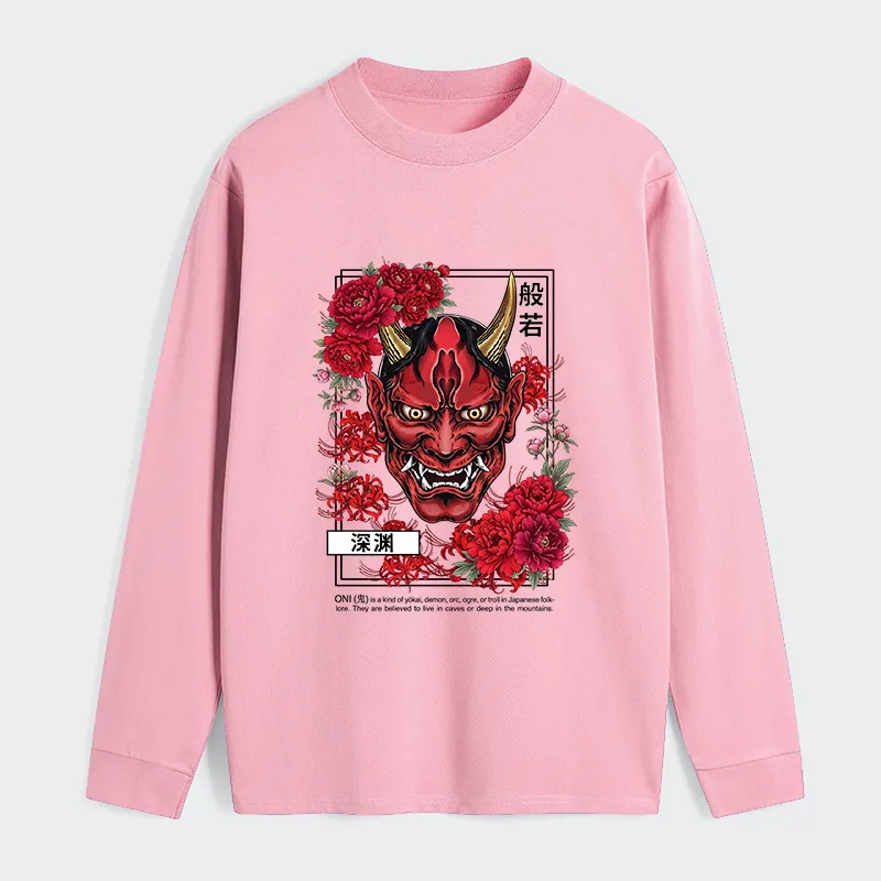 Tokyo-Tiger Cool Oni Floral Art Classic Long Sleeve T-Shirt