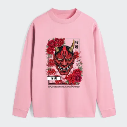 Tokyo-Tiger Cool Oni Floral Art Classic Long Sleeve T-Shirt