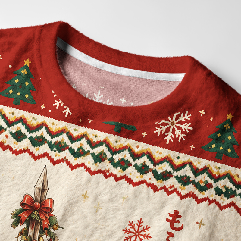 Tokyo-Tiger Fluffy Warrior Kitty Fuzzy Christmas Ugly Sweatshirt