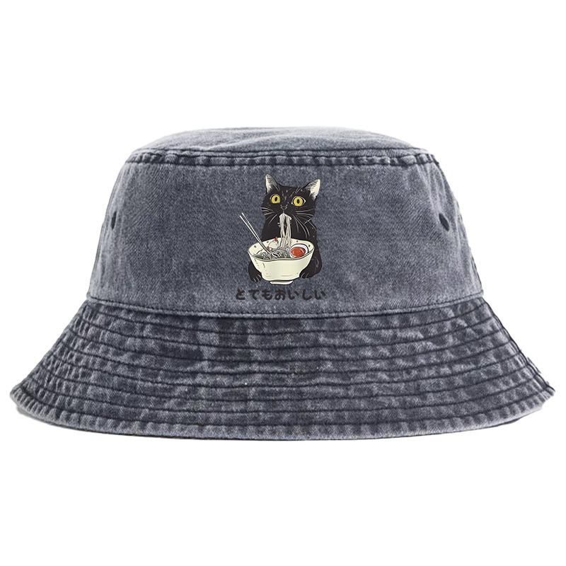 Tokyo-Tiger Cats Eat Ramen Noodles Washed Bucket Hat