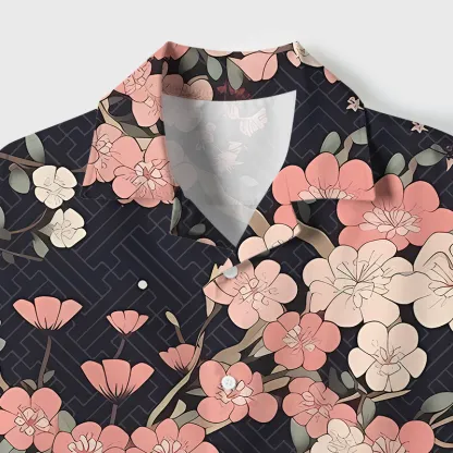 Tokyo-Tiger Blooming Sakura Cuban Collar Shirt