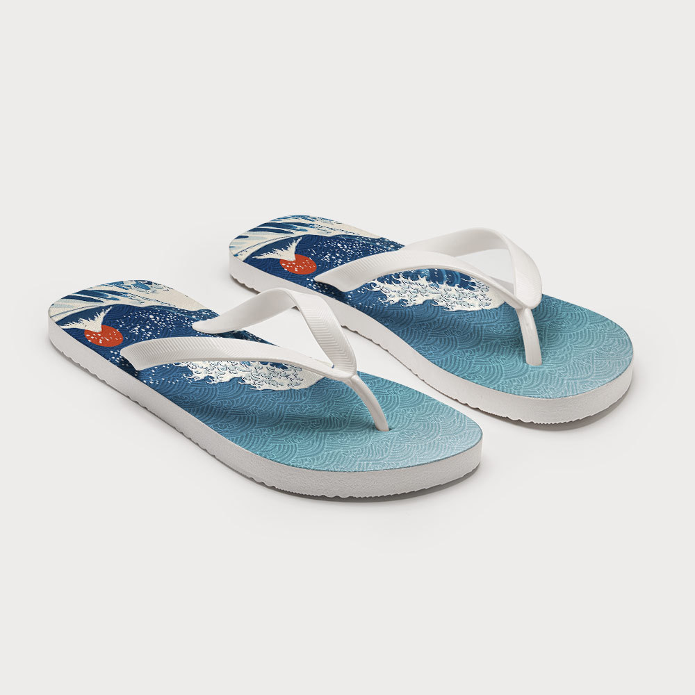Tokyo-Tiger The Great Wave Off Fuji Flip Flops